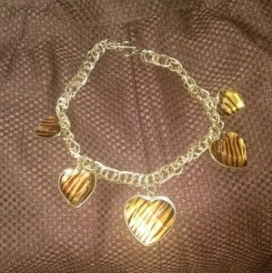 Gold Necklace Zebra Heart Shaped Chocker